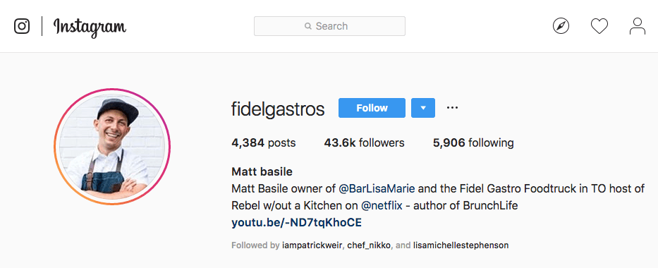 Fidel Gastro's Instagram account